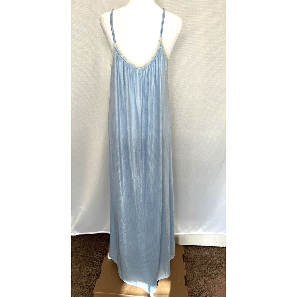 Vintage 70's Tom Bezduda for‎ Barad Two Piece Satin Peignoir Set USA Blue Med - Picture 15 of 16
